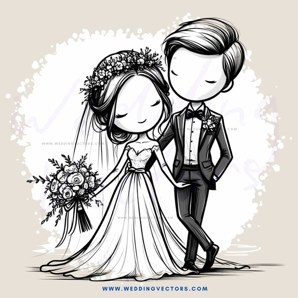 wedding portrait in black and white