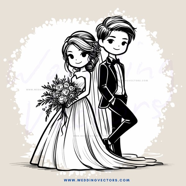 wedding couple standing poseside each other