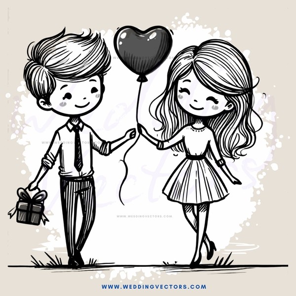 a boy and girl share an air-filled heart balloon