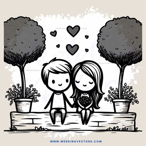 an illustration of a man and woman sitting together