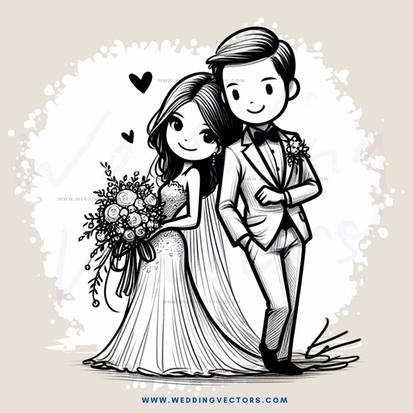 wedding anniversary cartoon drawing