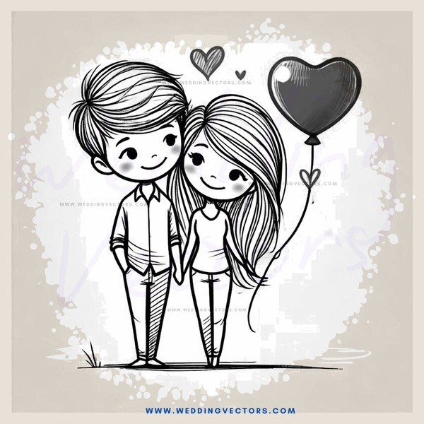 boy and girl with heart shaped balloon