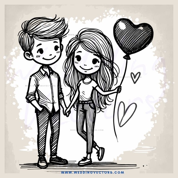 couple with heart shaped balloon