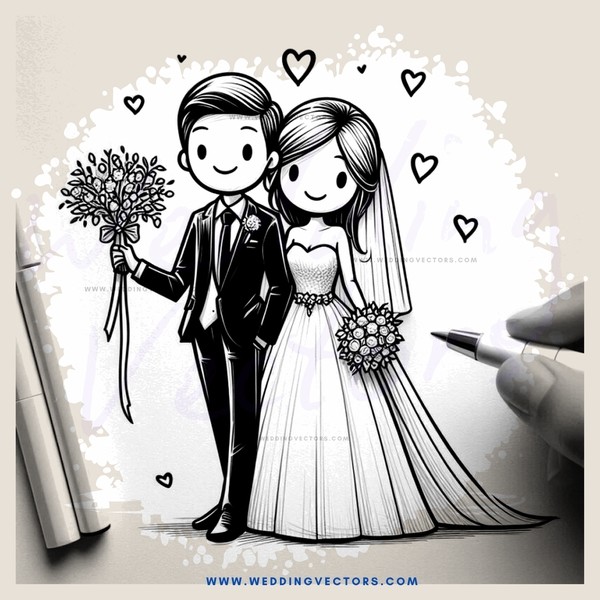 wedding anniversary picture with heart felt paper, silver wedding pen