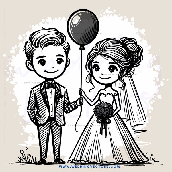 a bride and groom balloon