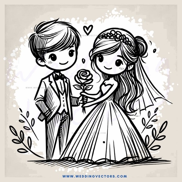 a bride and groom's picture with rose flower