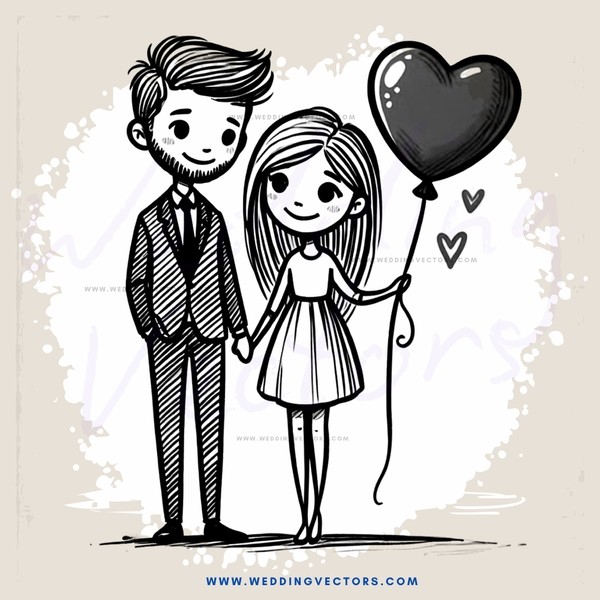 a couple on a date with a heart floating in the air