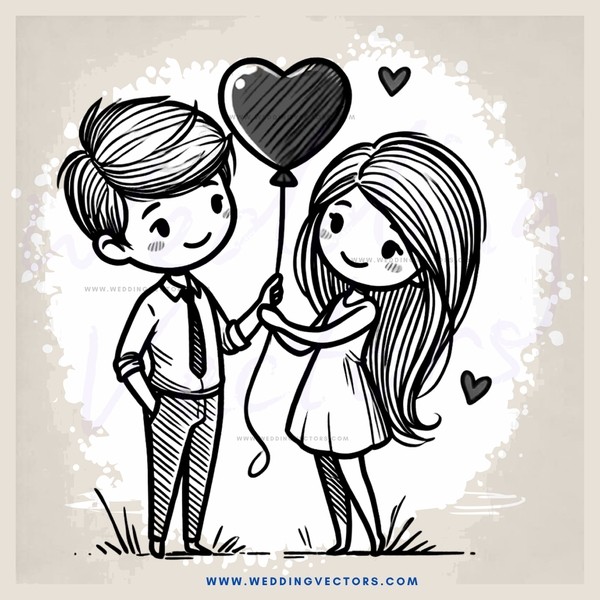 a boy and girl holding hearts