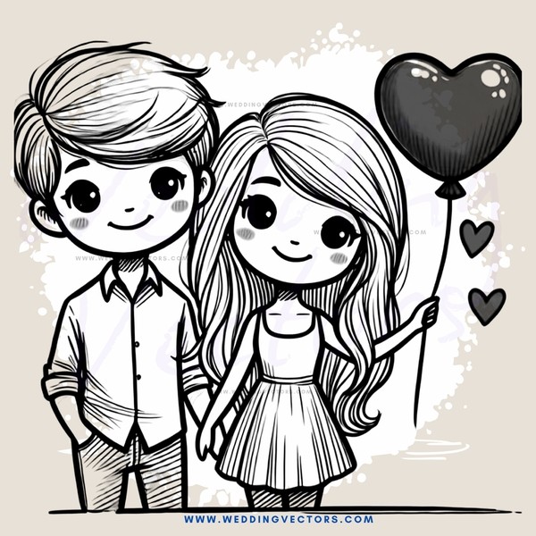 boy and girl holding balloons and hugs