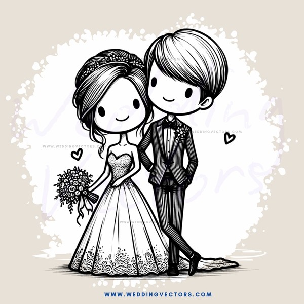 groom and bride posing together