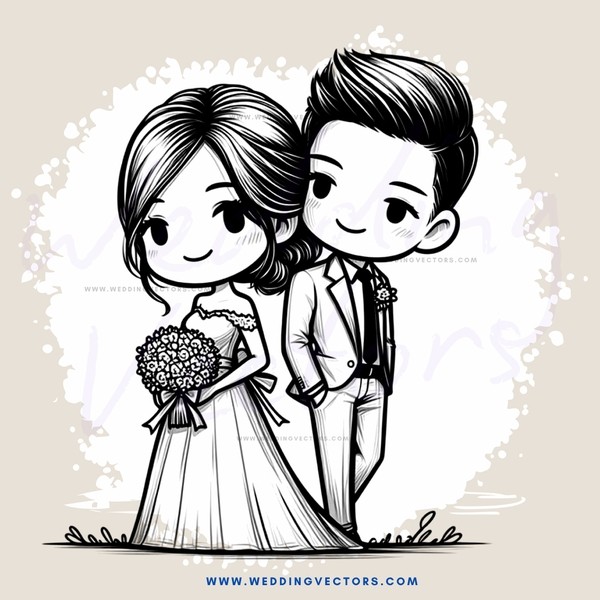 a bride and groom posing for a picture