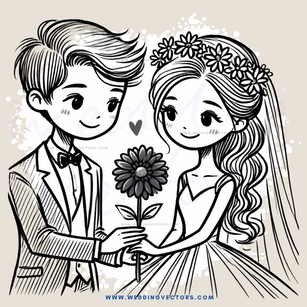 a couple holding flowers on their wedding day