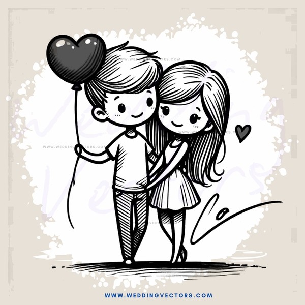 a boy and girl holding hands and an airplane
