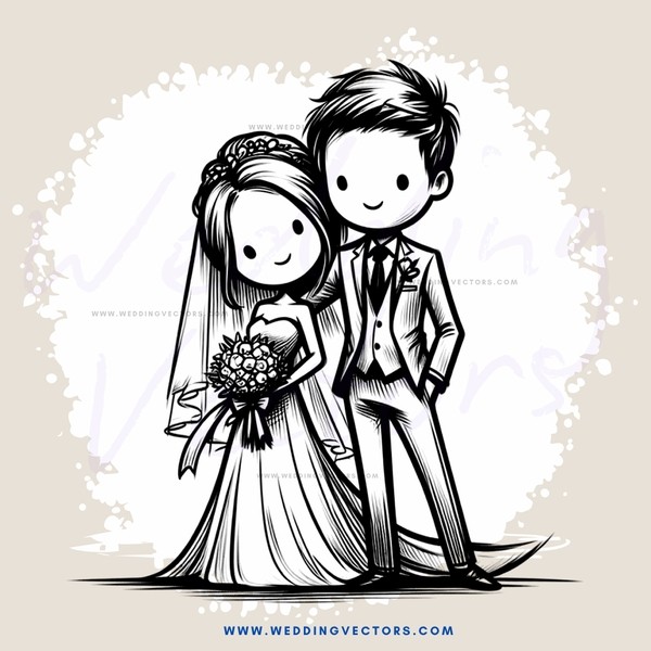 newlywed couple standing together