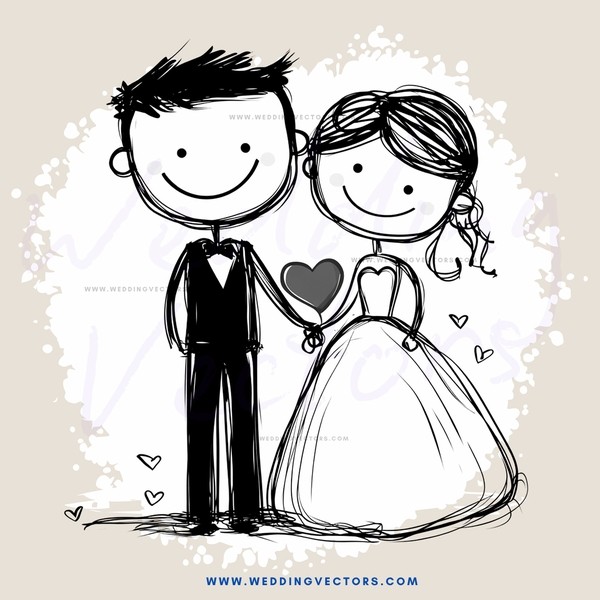 bride and groom drawing