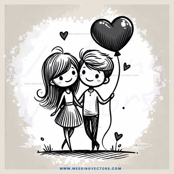 two people holding hands and a heart balloon