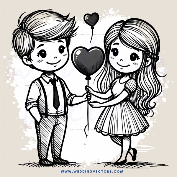 boy and girl holding hearts