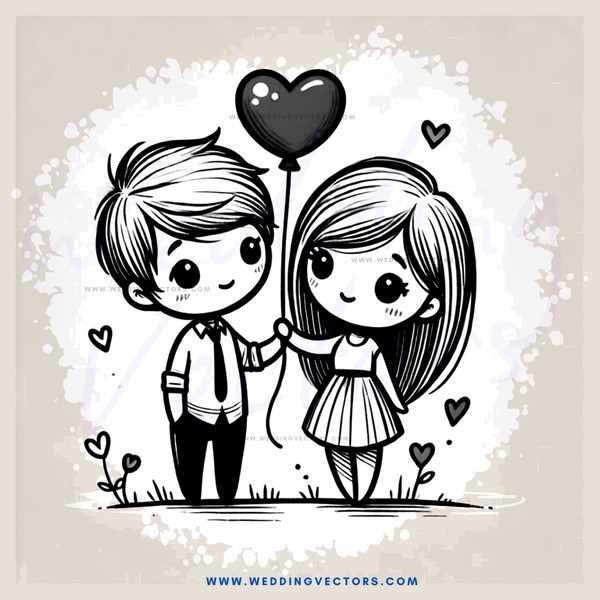 two people together with balloon and hair clip