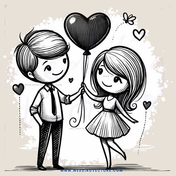 a couple holding a balloon and smiling