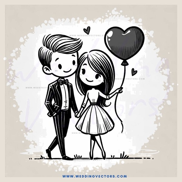 boy and girl standing with balloon