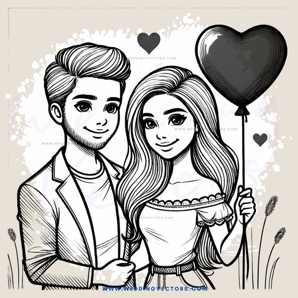 a man and woman with heart decorations