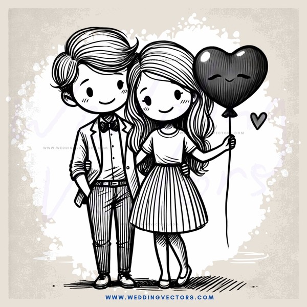 a couple holding hands and balloons