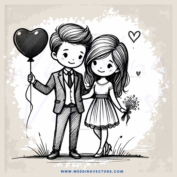 boy and girl standing outside with balloon