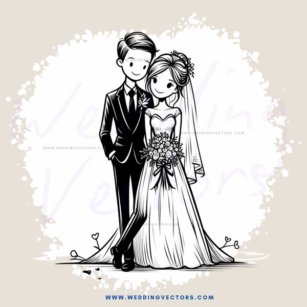 bride and groom with flowers