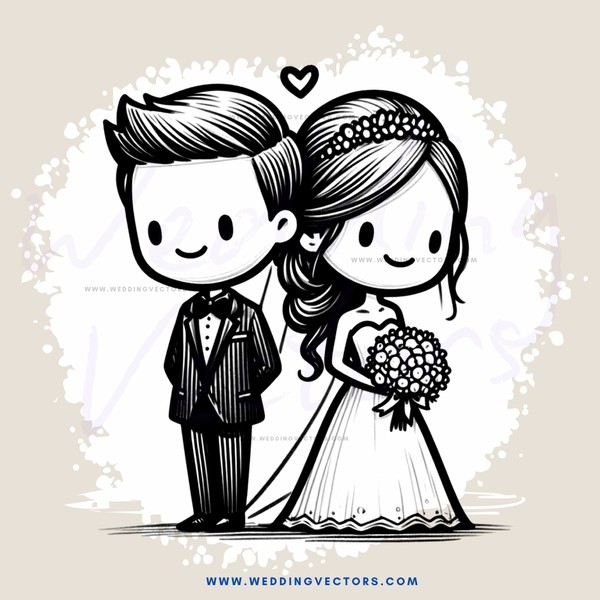 groom and bride cartoon