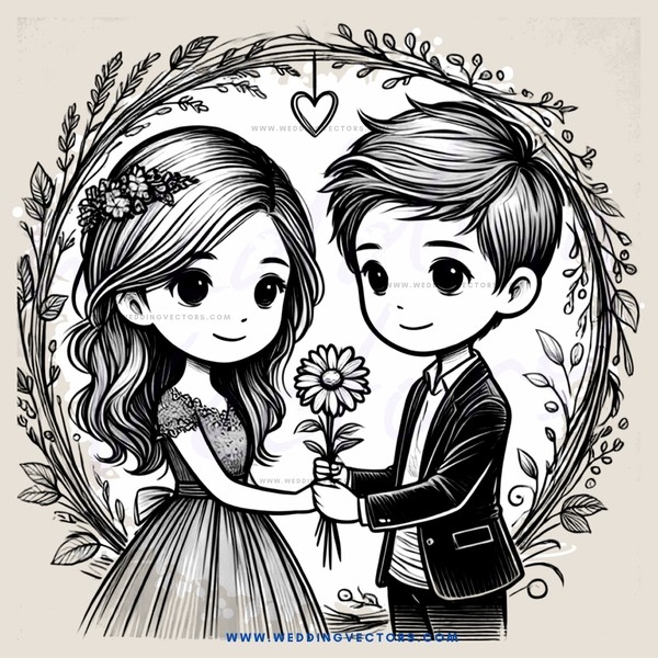 kissing couple flower decoration