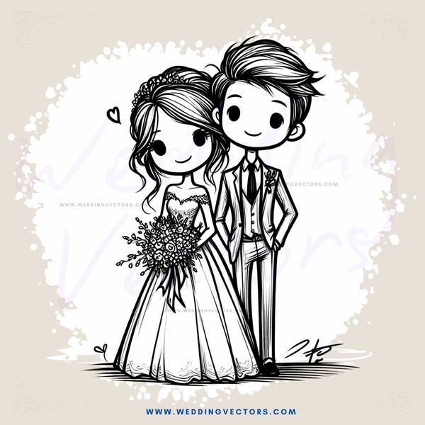 love story in wedding dress and suit