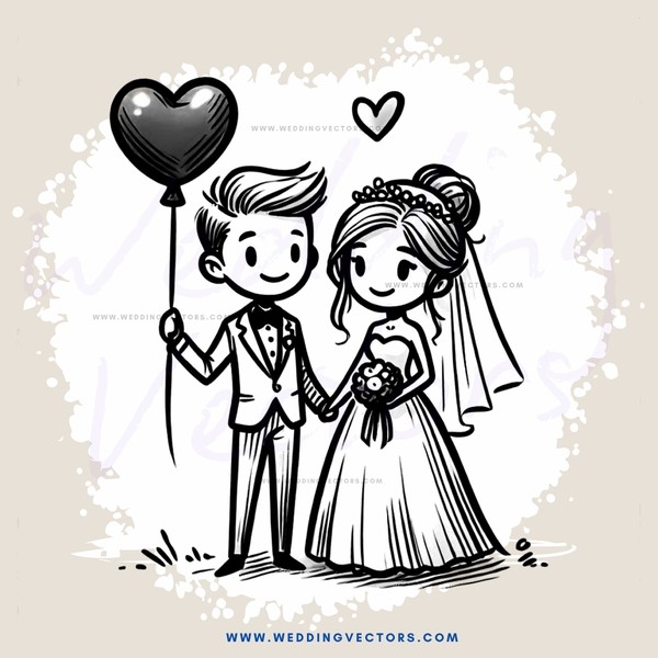 a groom and bride with an umbrella
