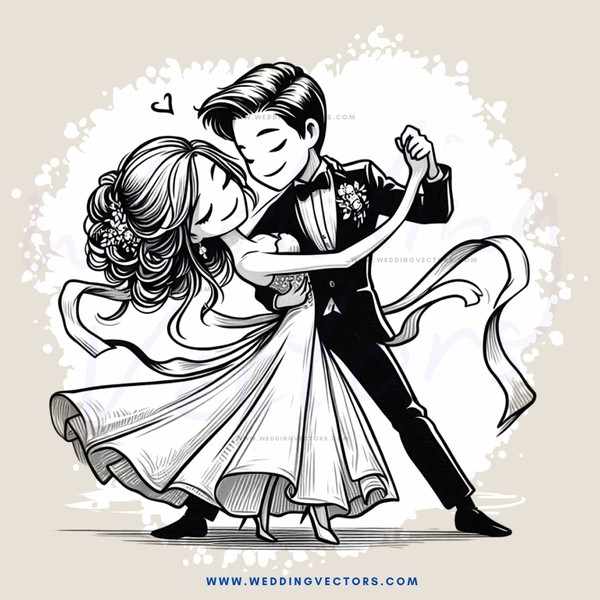 dancing couple in black and white
