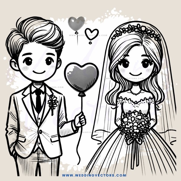 a couple holding hearts and balloons