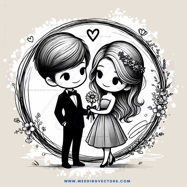 wedding portrait in flower decoration