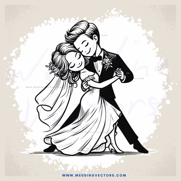 a bride and groom dancing