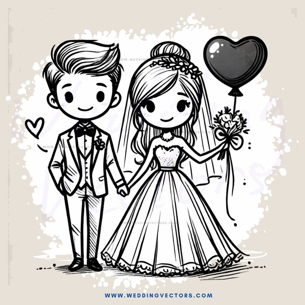 a young couple on their wedding day