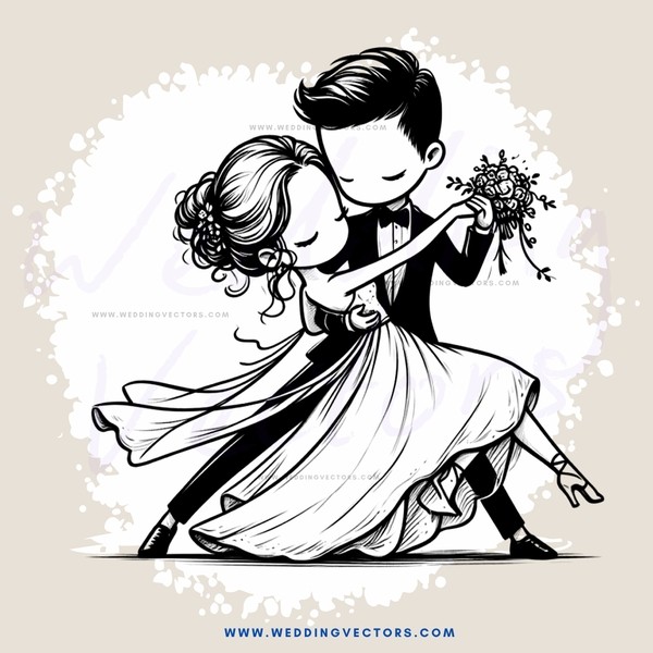 a romantic dance in black and white
