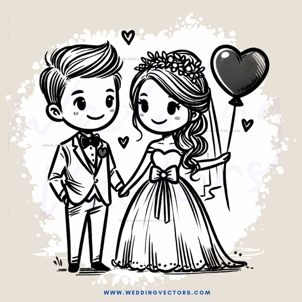a bride and groom hugging with a balloon