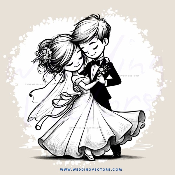 a bride and groom dancing together