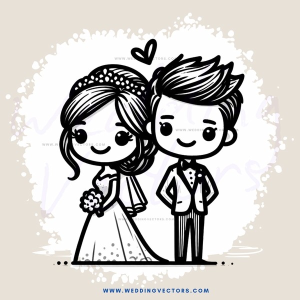 couple in wedding attire with love note