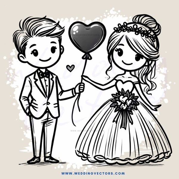 bride and groom share knotted balloon anniversary gift
