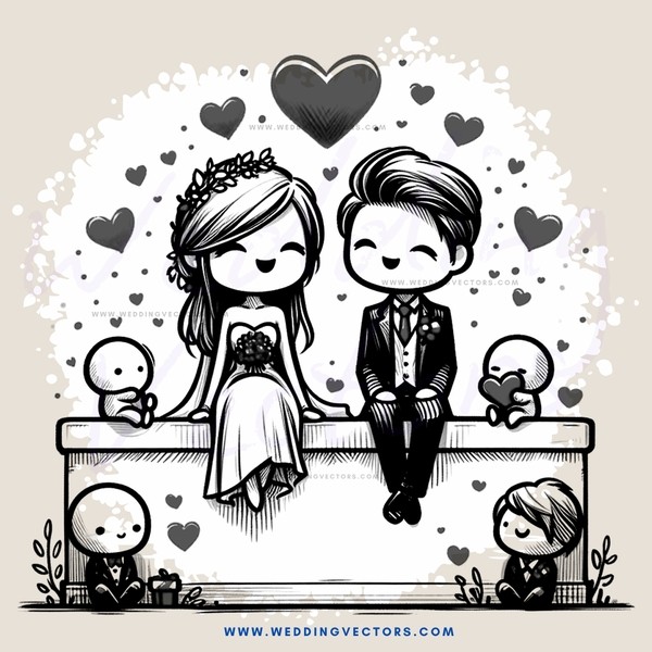 a couple sitting on an altar with their children