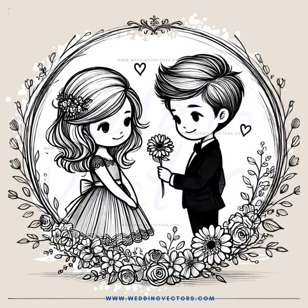 boy and girl leaf picture