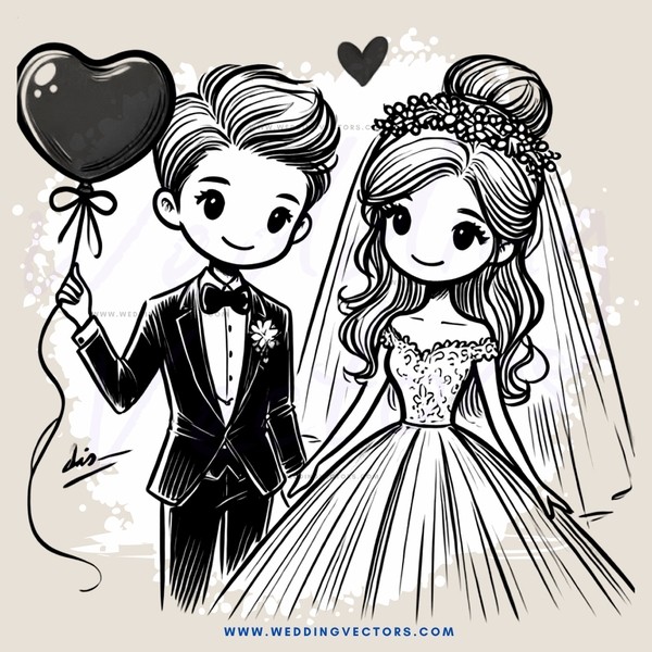 a bride and groom with an arrow over their heads