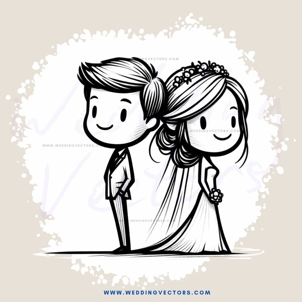 a bride and groom in black and white