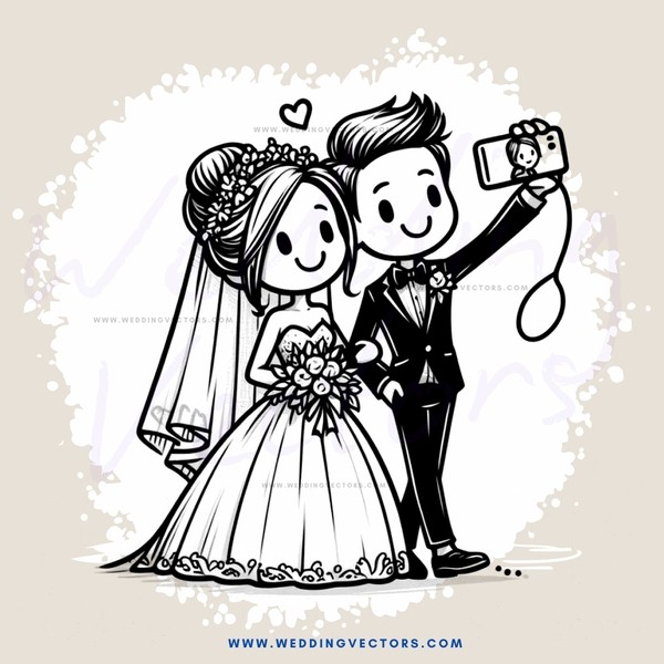 a bride and groom take a picture