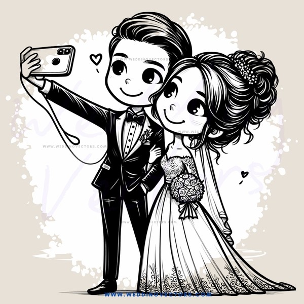 a couple taking selfies with their cell phone