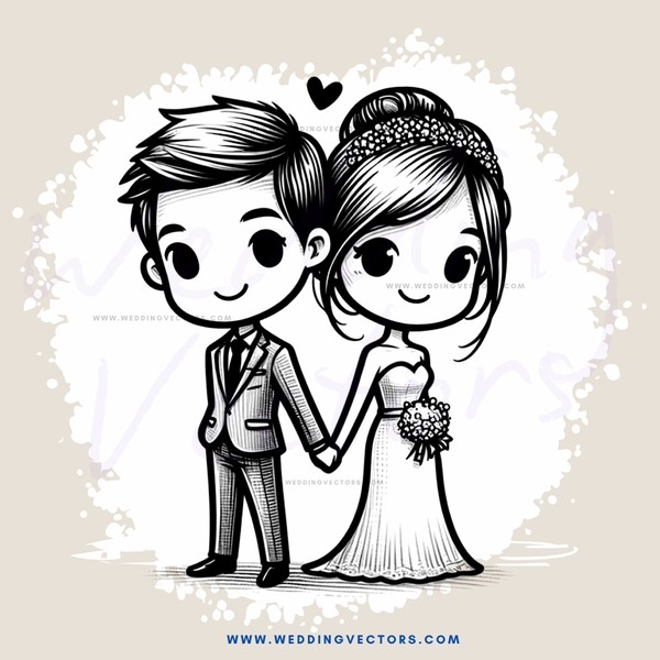 a couple in black and white wedding attire