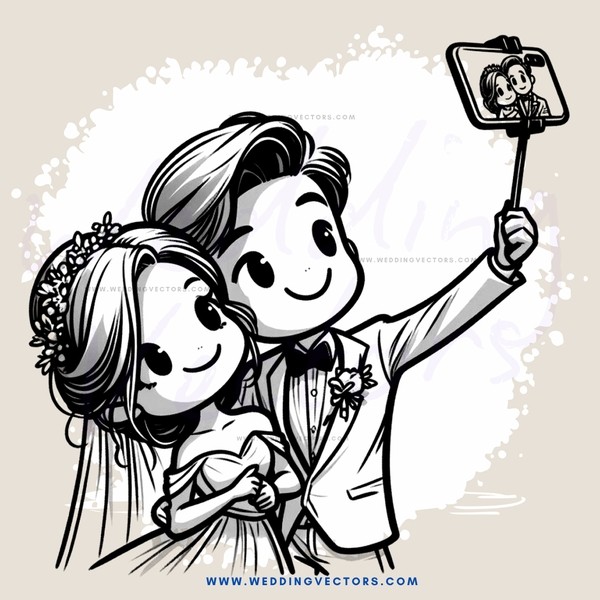 newlywed couple selfie